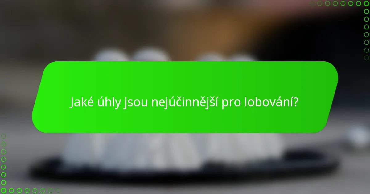 Jaké úhly jsou nejúčinnější pro lobování?